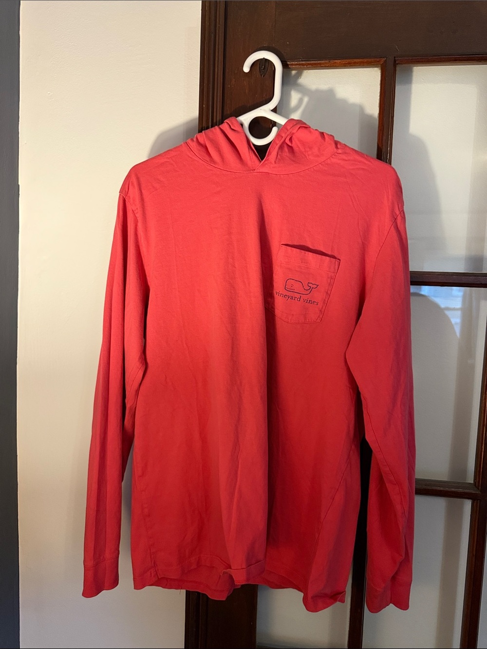Vineyard Vines Men's Coral Hooded Long-Sleeve Pocket Tee